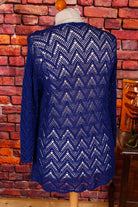 royal-blaue Häkel Strickjacke
