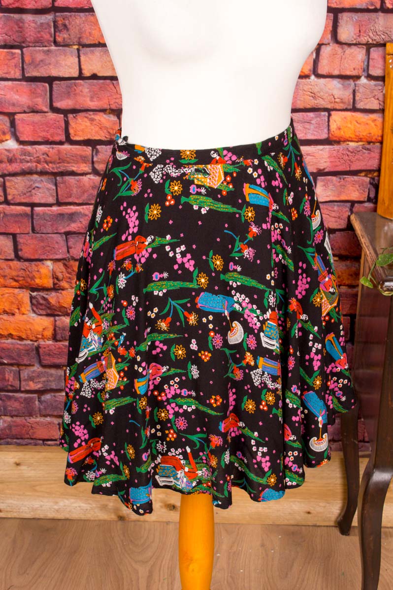 70s Hippie Minirock bunt gemustert
