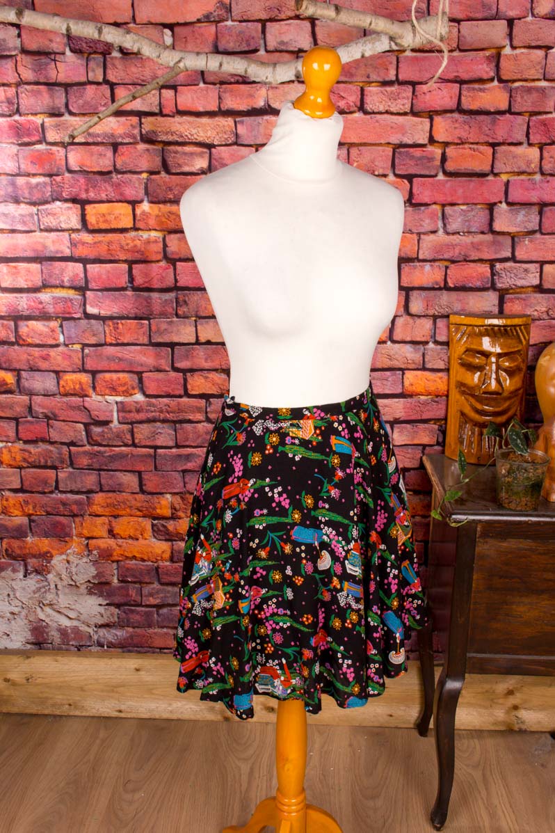 70s Hippie Minirock bunt gemustert