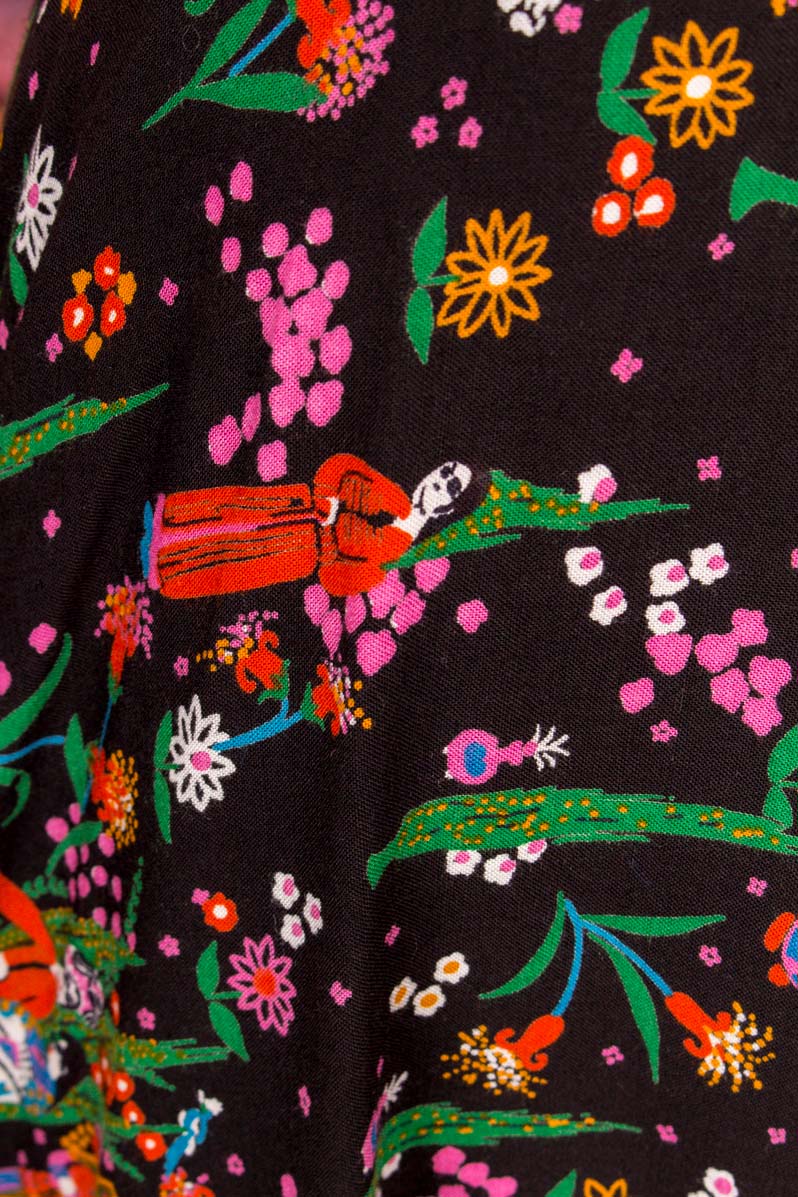 70s Hippie Minirock bunt gemustert