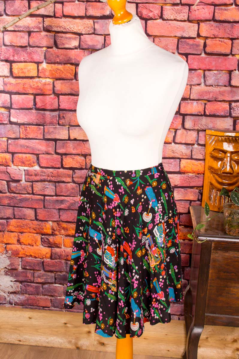 70s Hippie Minirock bunt gemustert