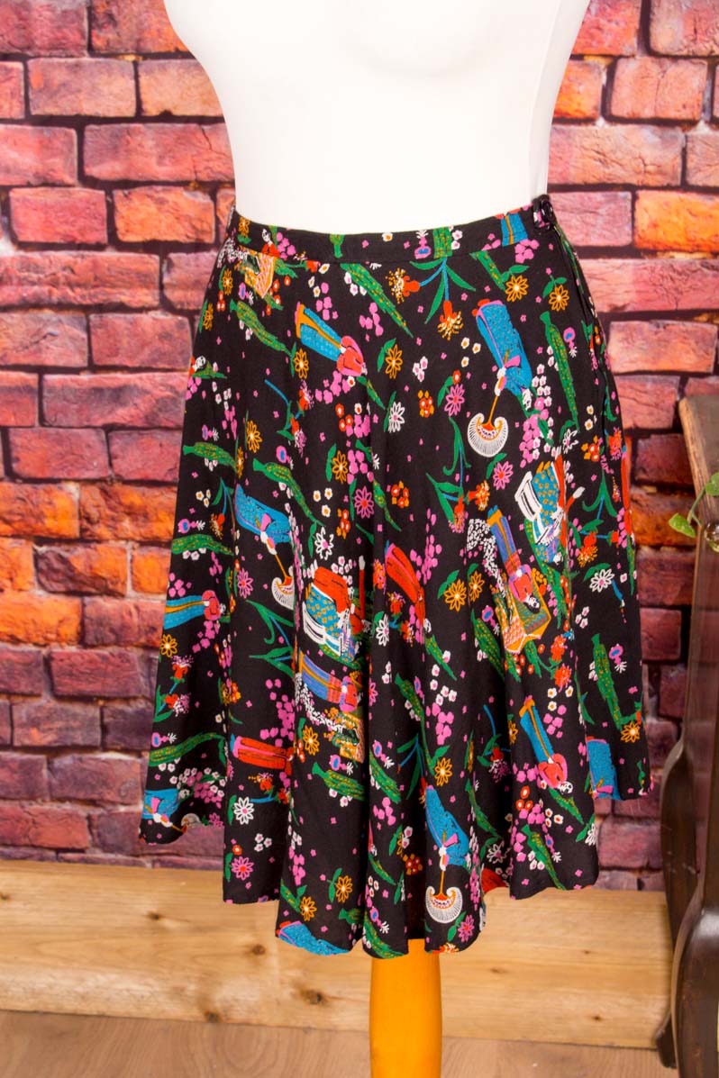 70s Hippie Minirock bunt gemustert