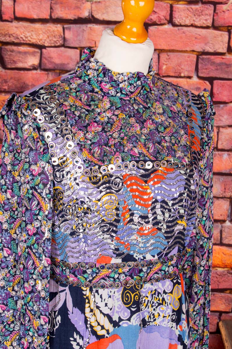 Boho Pailletten Minikleid lila