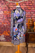 Boho Pailletten Minikleid lila