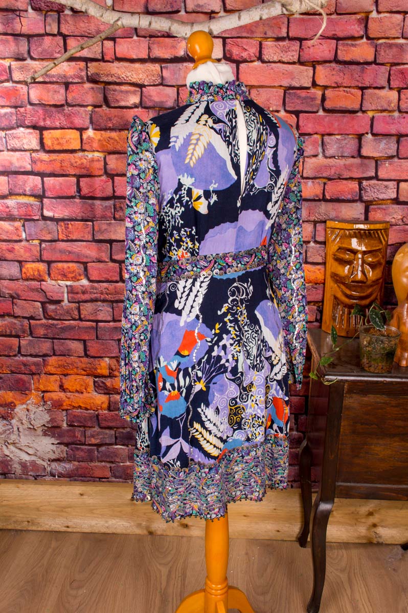 Boho Pailletten Minikleid lila