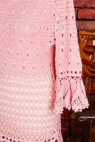 70s Minikleid aus rosa Häkel