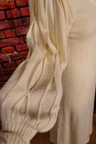 Boho Strickkleid wollweiß mit perlen