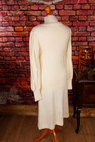 Boho Strickkleid wollweiß mit perlen