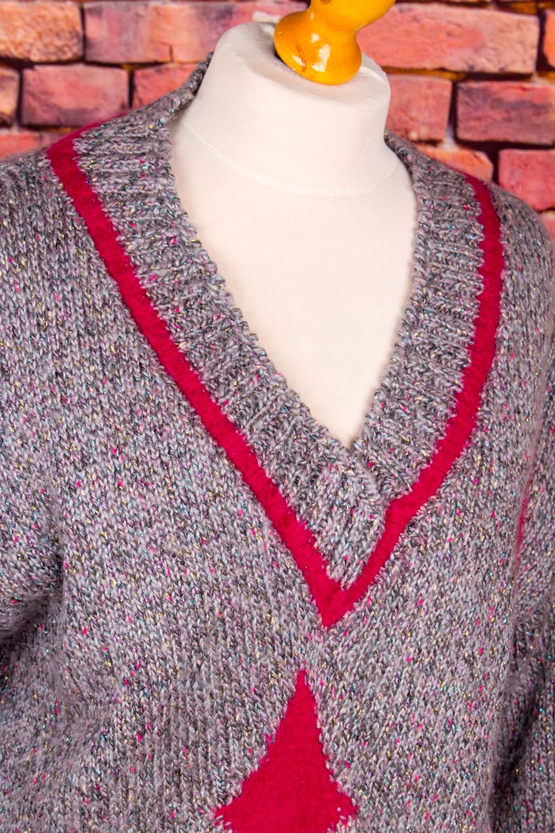 90s Maxi Pullover Wollmix grau