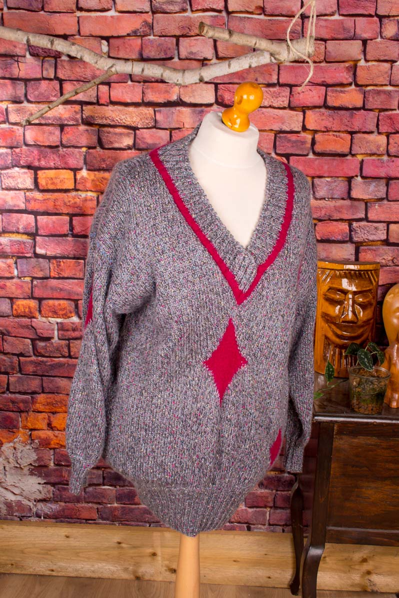 90s Maxi Pullover Wollmix grau