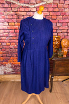 50s Wollkleid lila mit Streifen