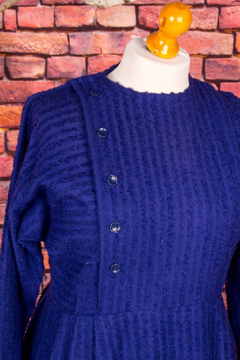50s Wollkleid lila mit Streifen