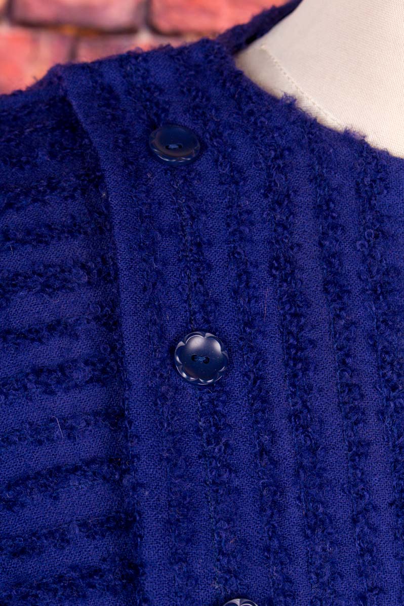 50s Wollkleid lila mit Streifen