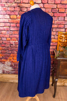 50s Wollkleid lila mit Streifen