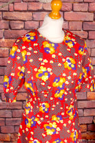 DDR VEB Kleid rot Prilblumen