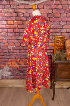 DDR VEB Kleid rot Prilblumen