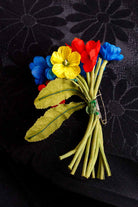 Vintage Anstecker bunte Blumen