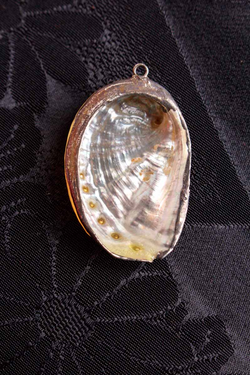 versilbert Perlmutt Anhänger Muschel