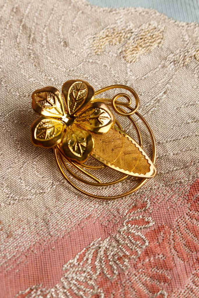 filigrane Brosche gold Blume
