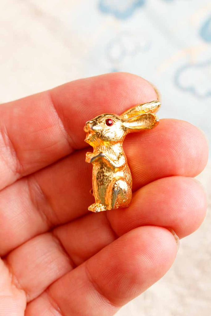 Vintage Kaninchen Brosche gold