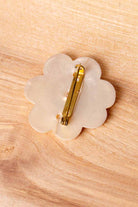 70s Hippie Anstecker Blume weiß