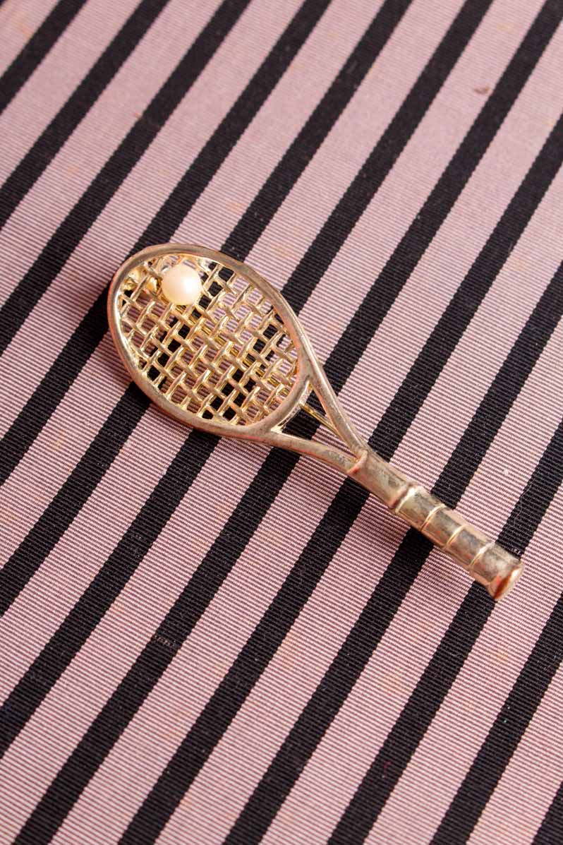 Vintage Brosche Tennisschläger