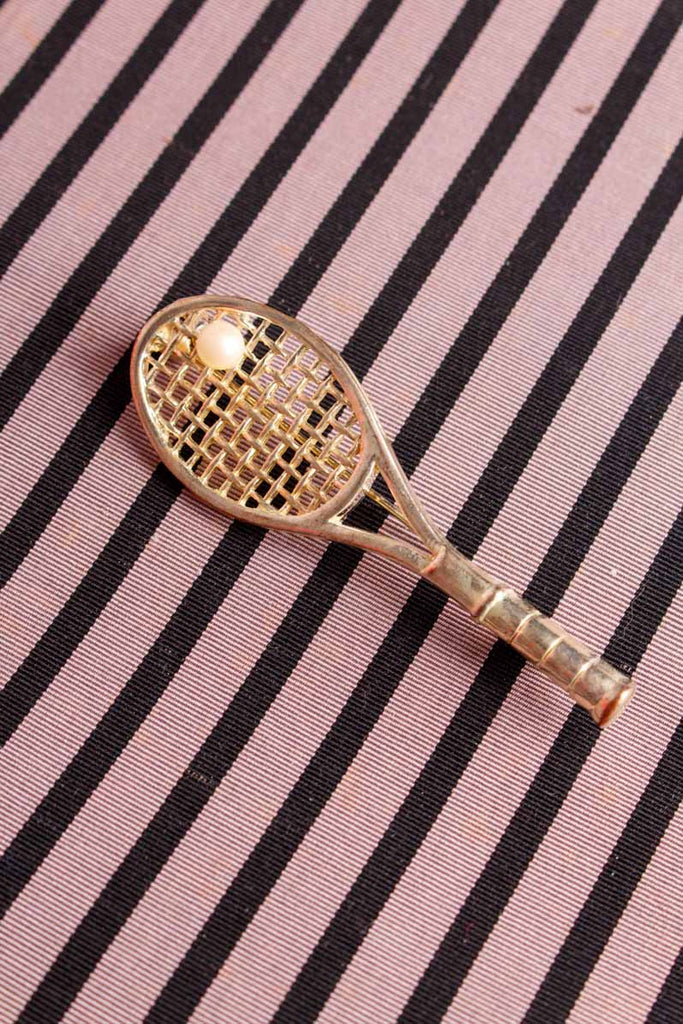 Vintage Brosche Tennisschläger
