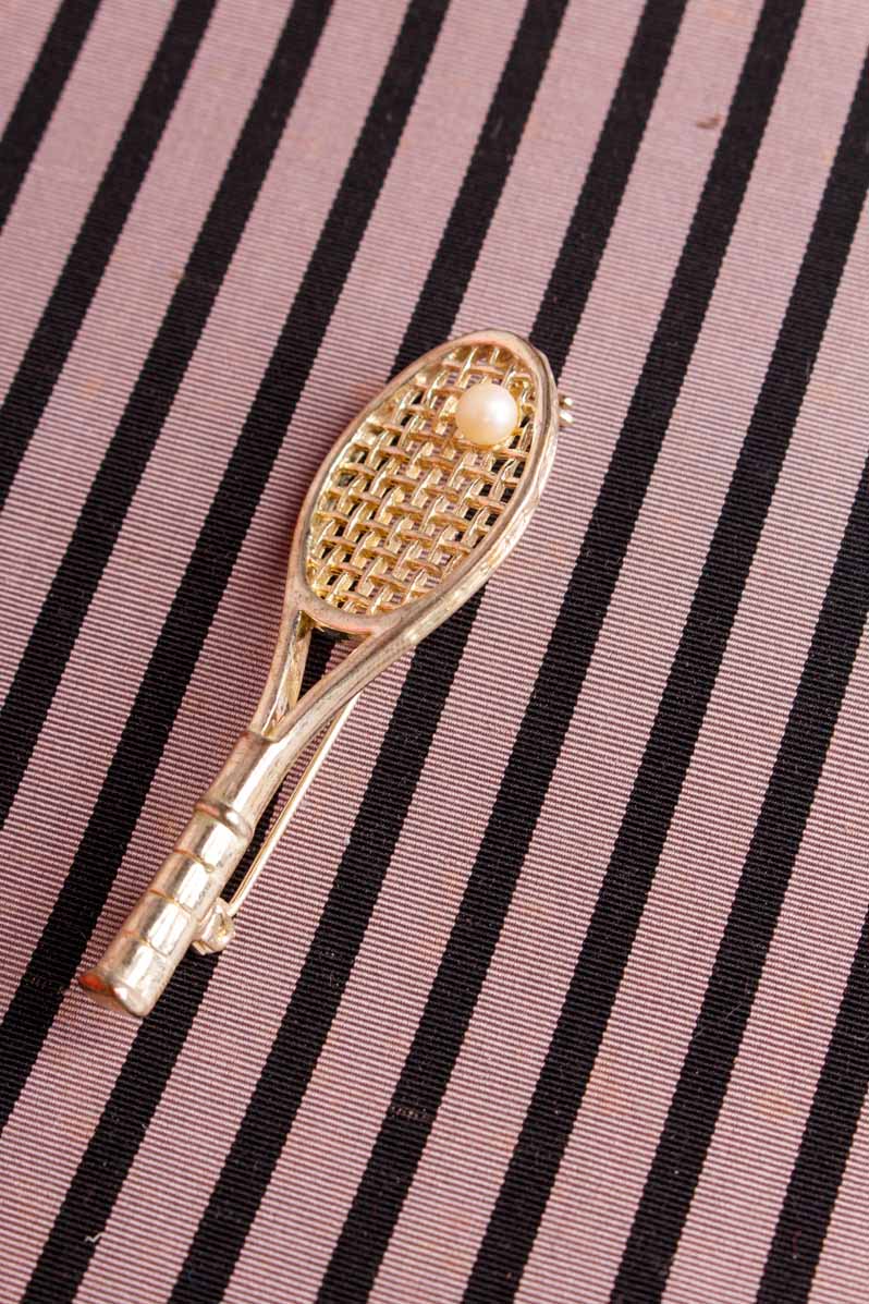 Vintage Brosche Tennisschläger