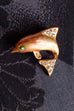 goldene Brosche Delfin + Strass
