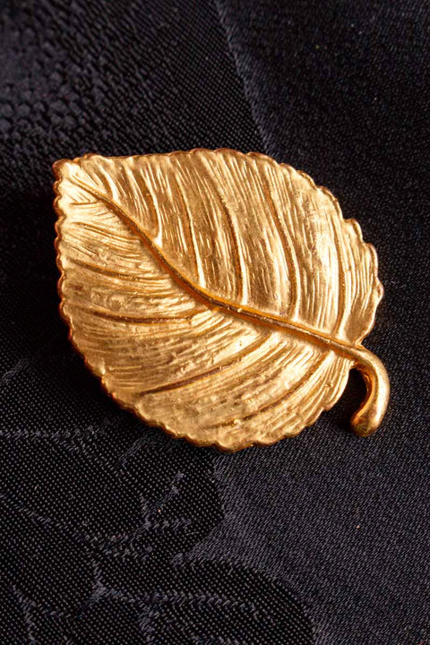 massive Brosche gold Blatt