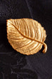 massive Brosche gold Blatt