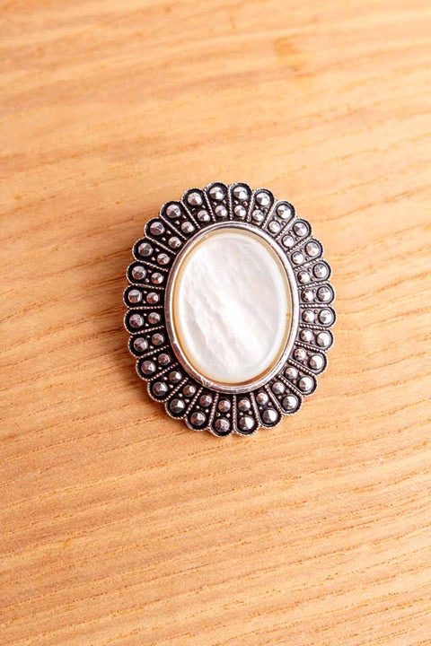 Vintage Tuchclip silber mit Perlmutt