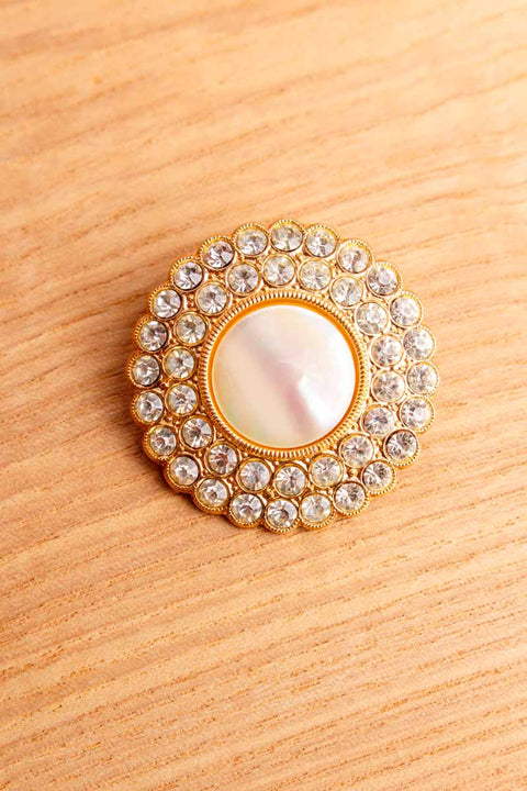 Vintage Tuchclip gold Strass + Perlmutt
