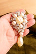 VGT DIOR Brosche Strass + Perlen 1968
