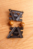 70s Hippie Brosche Holz beweglich