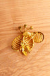 70s Anstecknadel Gold Strass Blätterform