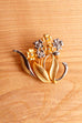 70s Brosche Gold+Silber Strass Blumen