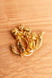 70s Brosche Gold+Silber Strass Blumen