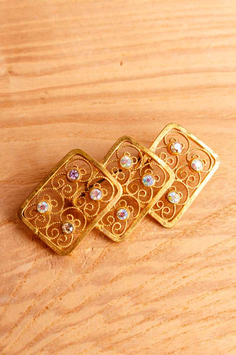 60s Brosche gold mit Aurora-Strass