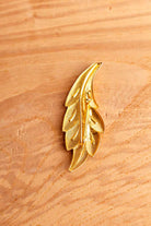 80s Brosche goldenes Blatt mit Glitzer