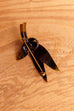 70s Brosche Bronze Blatt mit Strass