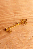 60s Brosche gold Schlüssel mit Strass