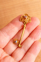 60s Brosche gold Schlüssel mit Strass
