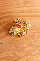 VTG Brosche goldener Käfer mit Strass