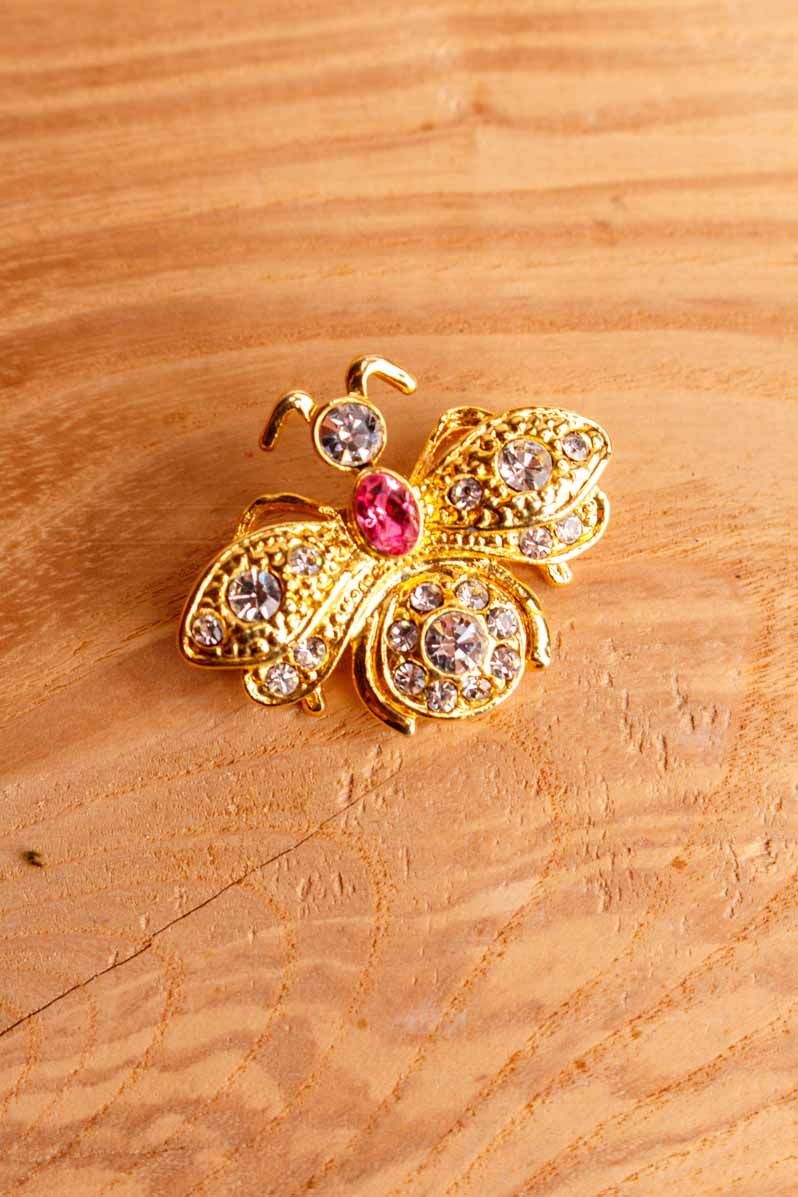 VTG Brosche goldener Käfer mit Strass