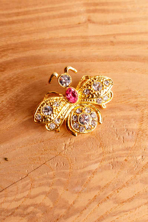 VTG Brosche goldener Käfer mit Strass