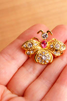 VTG Brosche goldener Käfer mit Strass