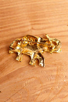 VTG Brosche gold schwarz Elefant Glitzer