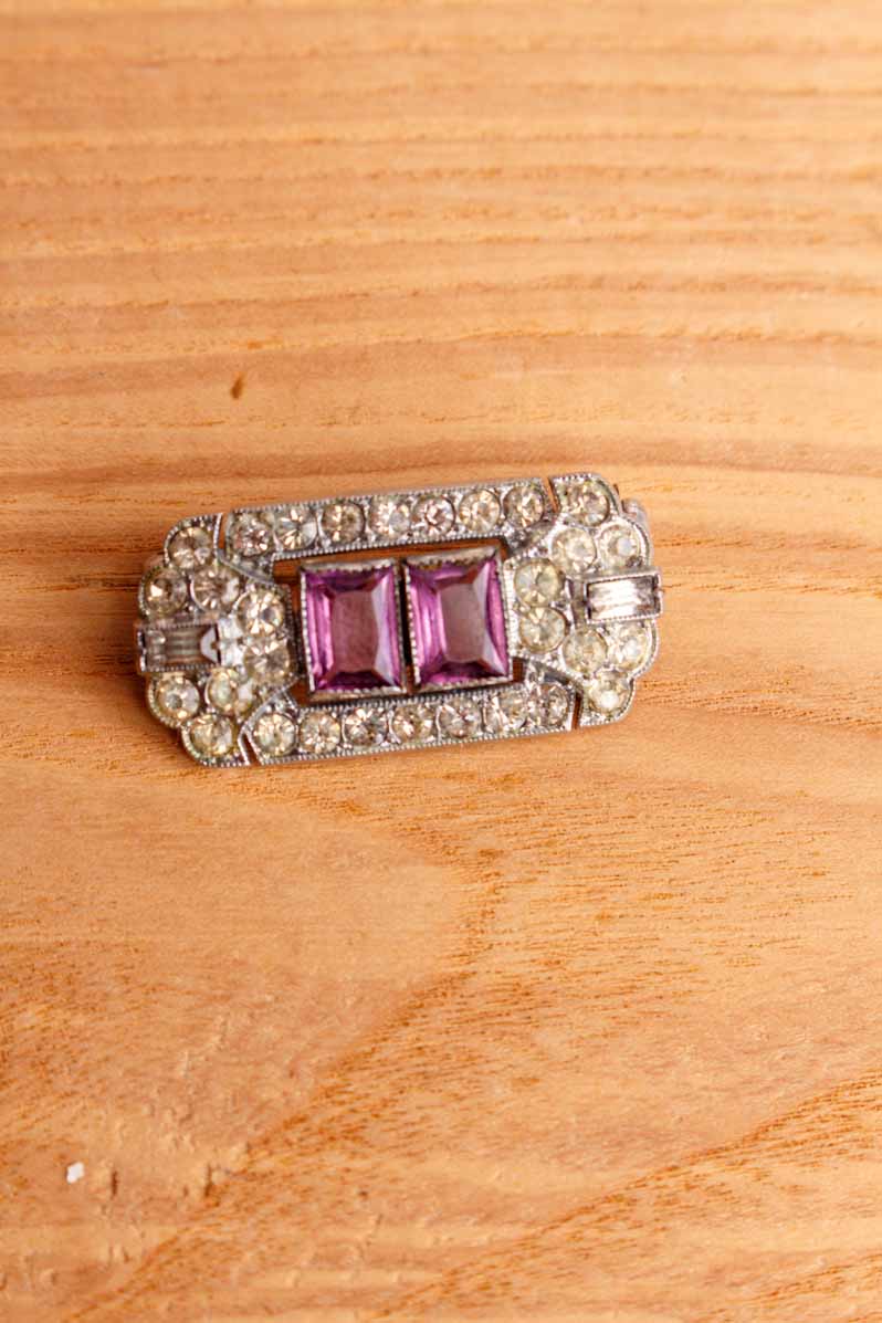 Vintage Strass Brosche Art Deco