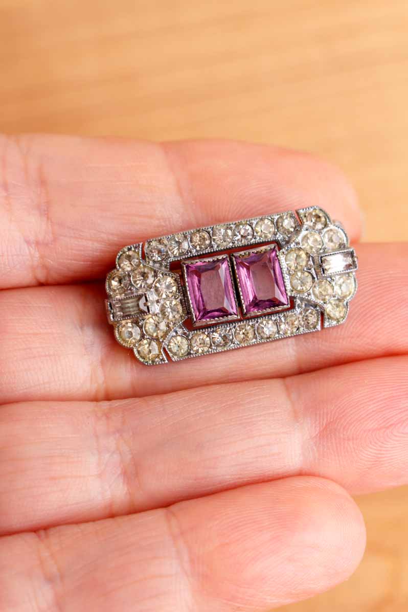 Vintage Strass Brosche Art Deco